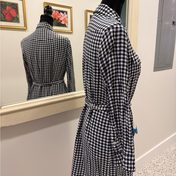 Draper James Navy and White Gingham Long Sleeve Dress - Picture 3 of 8